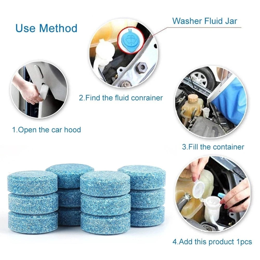 Car Windshield Cleaner Effervescent Tablets Solid Washer Agent Universal Automobile Glass Water Dust Soot Remover